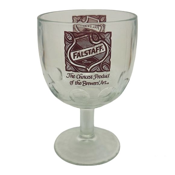 Vintage Falstaff Glass Beer Goblet Thumbprint Stemmed Mug 6 Inches Tall - Picture 1 of 10